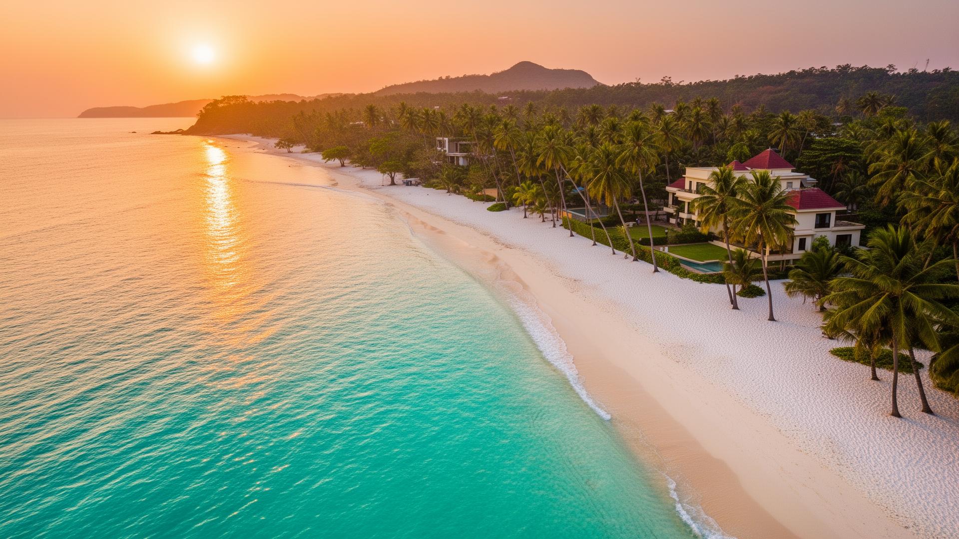 Panoramic view of a serene beach shoreline, representing the peace of mind that comes with a fully serviced vehicle